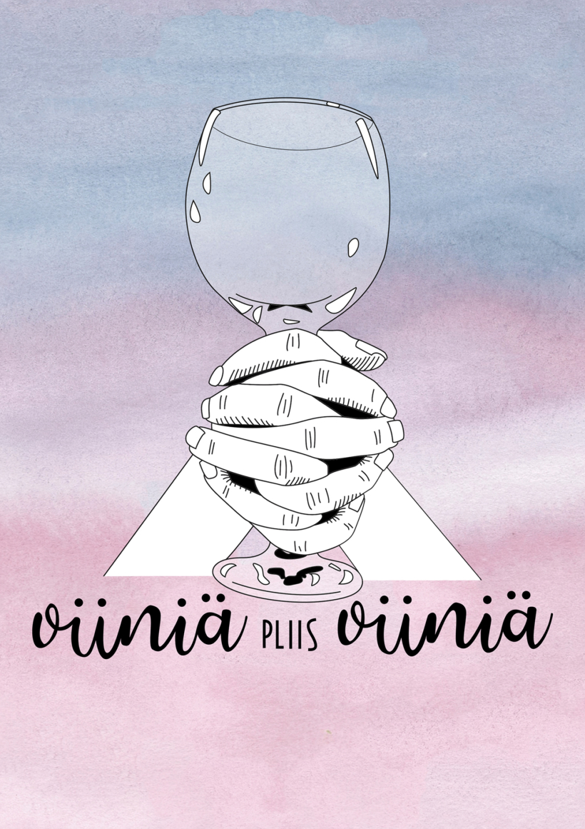 "Viiniä pliis viiniä" juliste A4